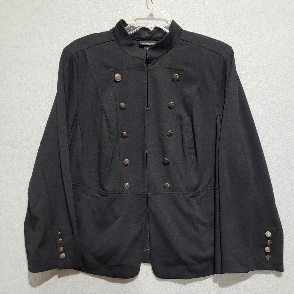 Lane Bryant Jacket Womens 26 Blazer Black Pockets Hook & Eyes Stretch